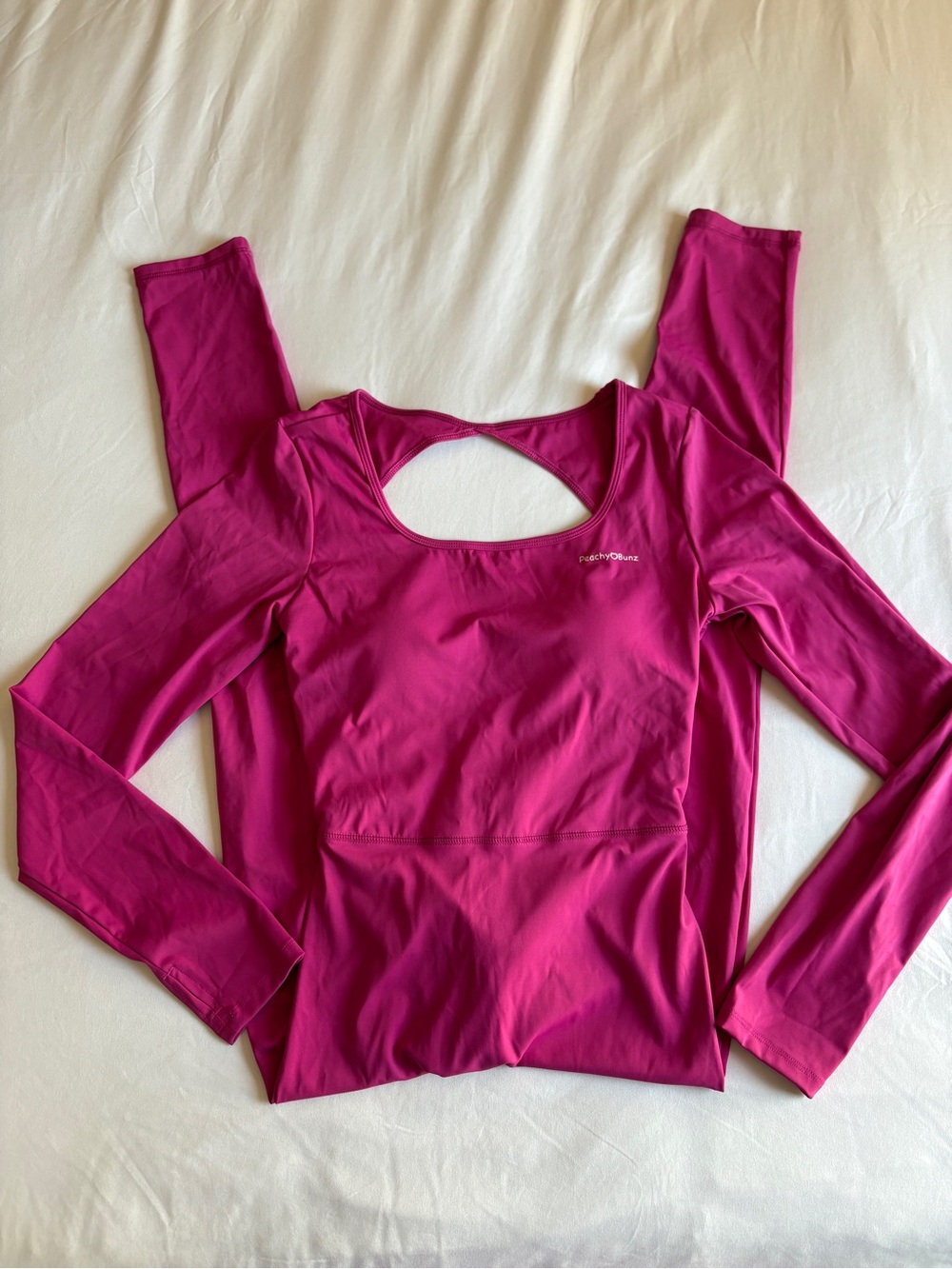 Peachy Bunz Magenta Long Sleeve Jumpsuit Keyhole Back Scrunch Butt Athleisure